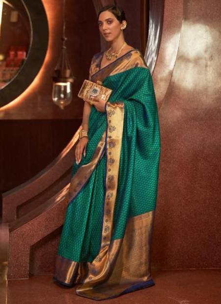 Green Colour Kurveen Silk Raj Tex New latest Designer Party Wear Saree Collection 262002